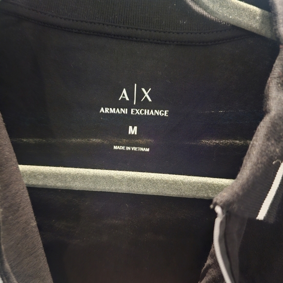 Armani Exchange Polo SHORT SLEEVE Shirt Men Black LIKE NEW!  MEDIUM - Picture 3 of 9